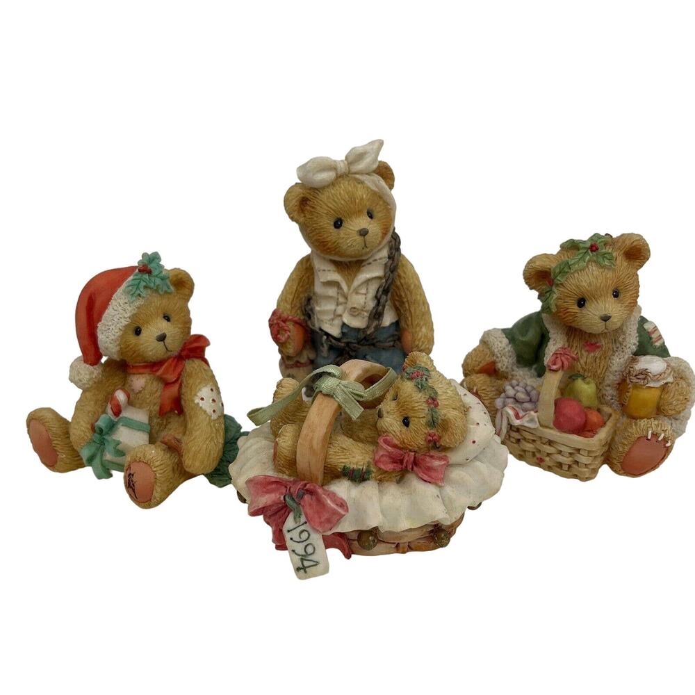 Cherished Teddies Bear Figures LOT of‎ 4 Christmas